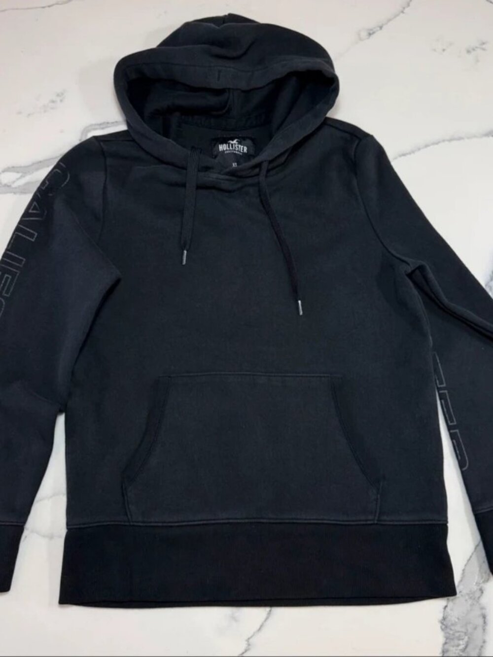 Hollister Black Pullover Hoodie California Sleeve Graphic Mens XS